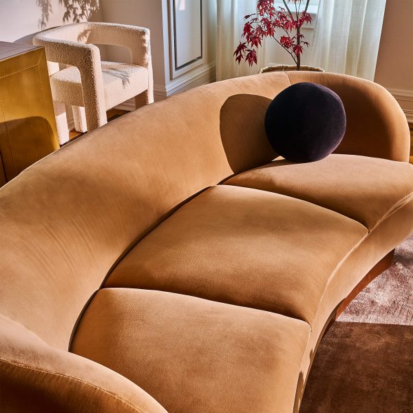 Muir 90" Camel Velvet Curved Sofa - Ảnh 2